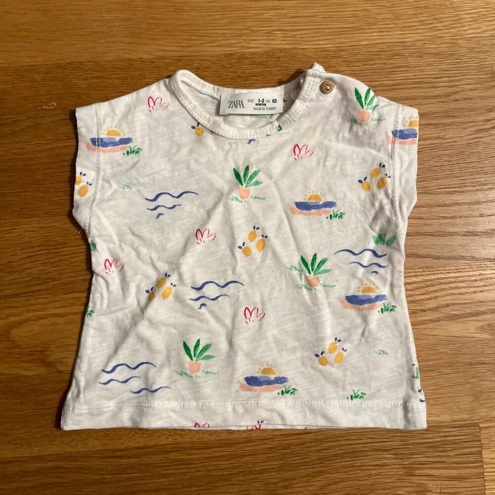 Zara Slub Graphic Tee - Summer Motifs